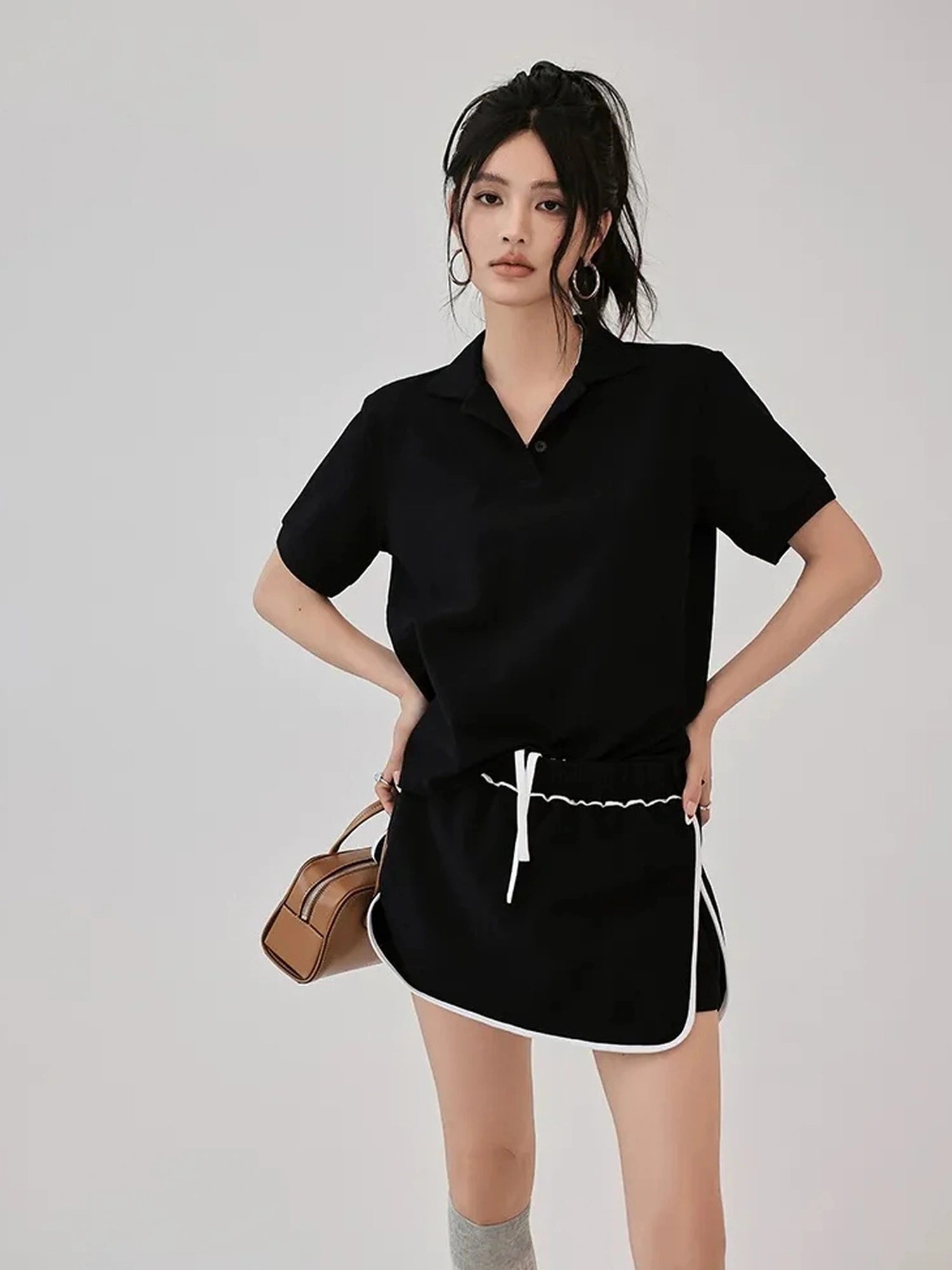 FU FRESH UP Vintage Polo Collar Sport Skort Set
