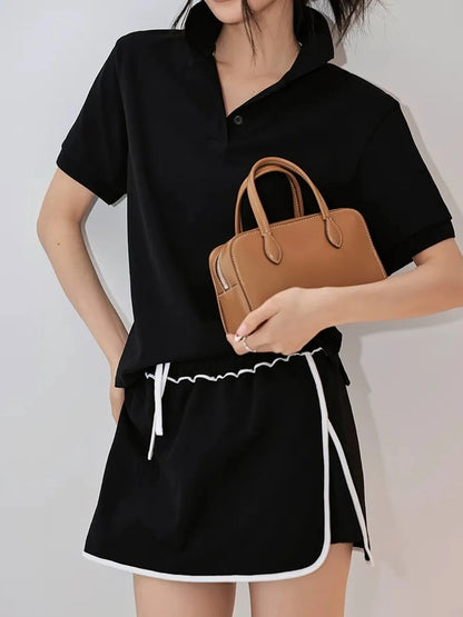 FU FRESH UP Vintage Polo Collar Sport Skort Set