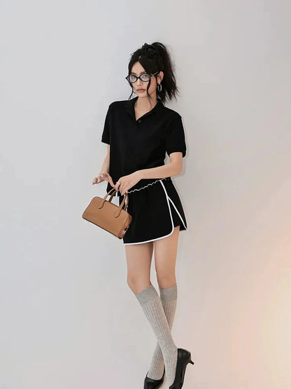 FU FRESH UP Vintage Polo Collar Sport Skort Set