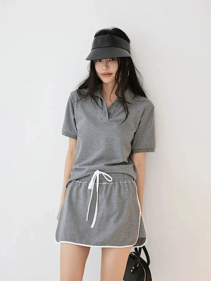 FU FRESH UP Vintage Polo Collar Sport Skort Set
