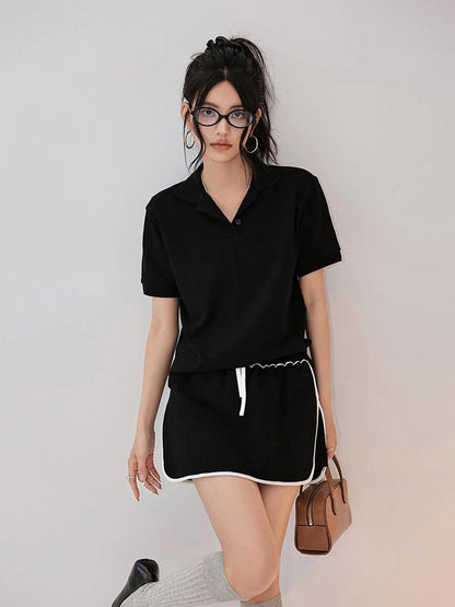 FU FRESH UP Vintage Polo Collar Sport Skort Set