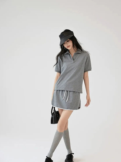 FU FRESH UP Vintage Polo Collar Sport Skort Set