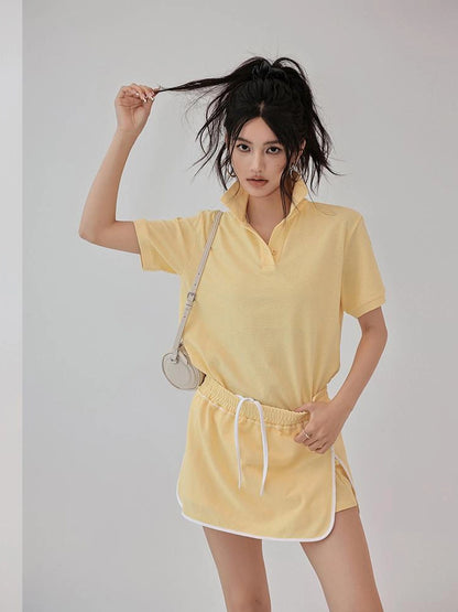FU FRESH UP Vintage Polo Collar Sport Skort Set