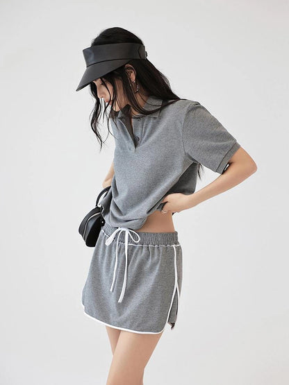 FU FRESH UP Vintage Polo Collar Sport Skort Set
