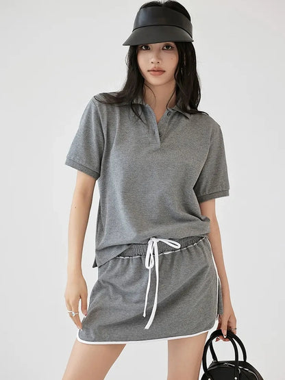 FU FRESH UP Vintage Polo Collar Sport Skort Set