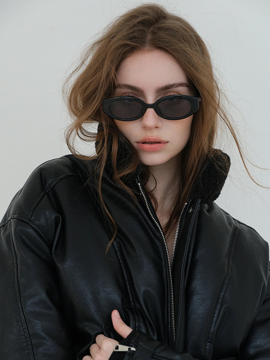 FU FRESH UP Vintage Pu Puffer Jacket With Faux Shearling Collar