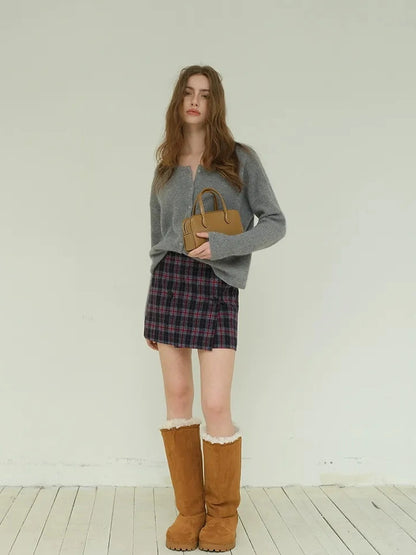 FU FRESH UP Vintage Scottish Tartan Wool Blend A Line Skirt
