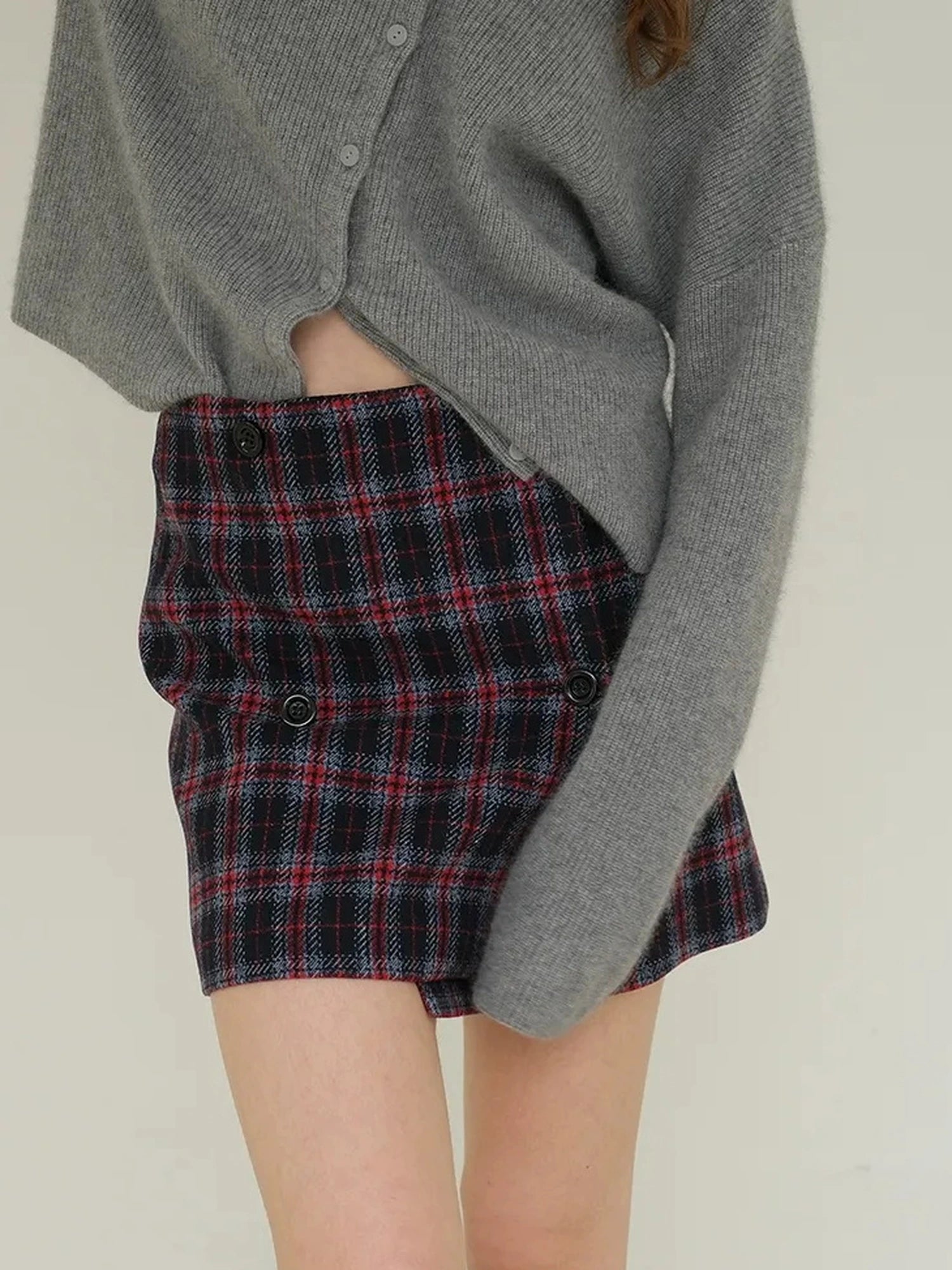 FU FRESH UP Vintage Scottish Tartan Wool Blend A Line Skirt