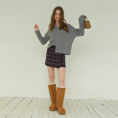 FU_FRESH_UP_Vintage_Scottish_Tartan_Wool_Blend_A_Line_Skirt_MISSTT