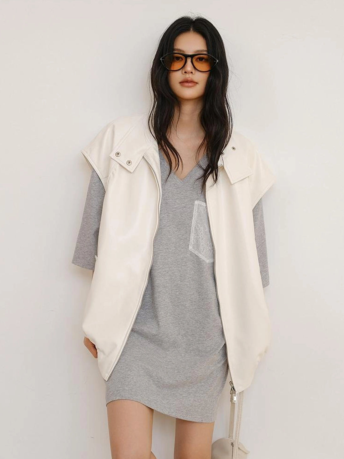 FU FRESH UP Vintage Sleeveless Pu Leather Vest