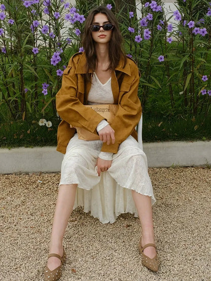 FU FRESH UP Vintage Soft Suede Cropped Jacket