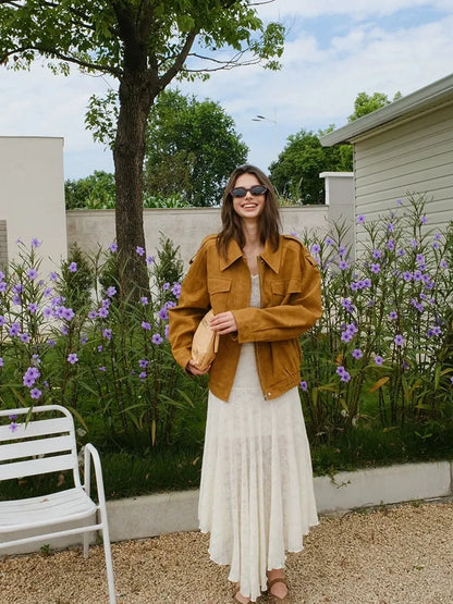 FU FRESH UP Vintage Soft Suede Cropped Jacket