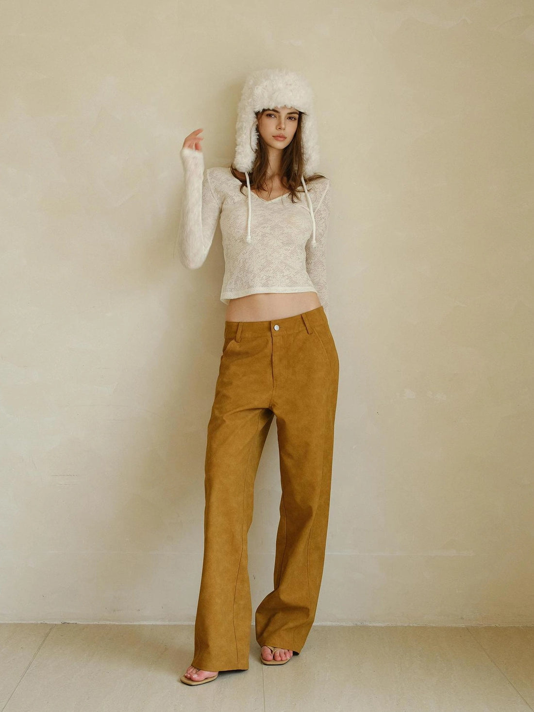 FU FRESH UP Vintage Suede Wide Leg Trousers