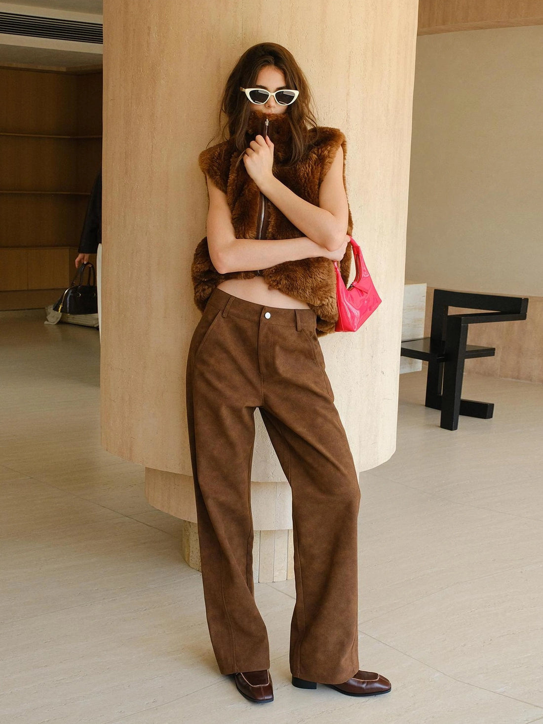 FU FRESH UP Vintage Suede Wide Leg Trousers