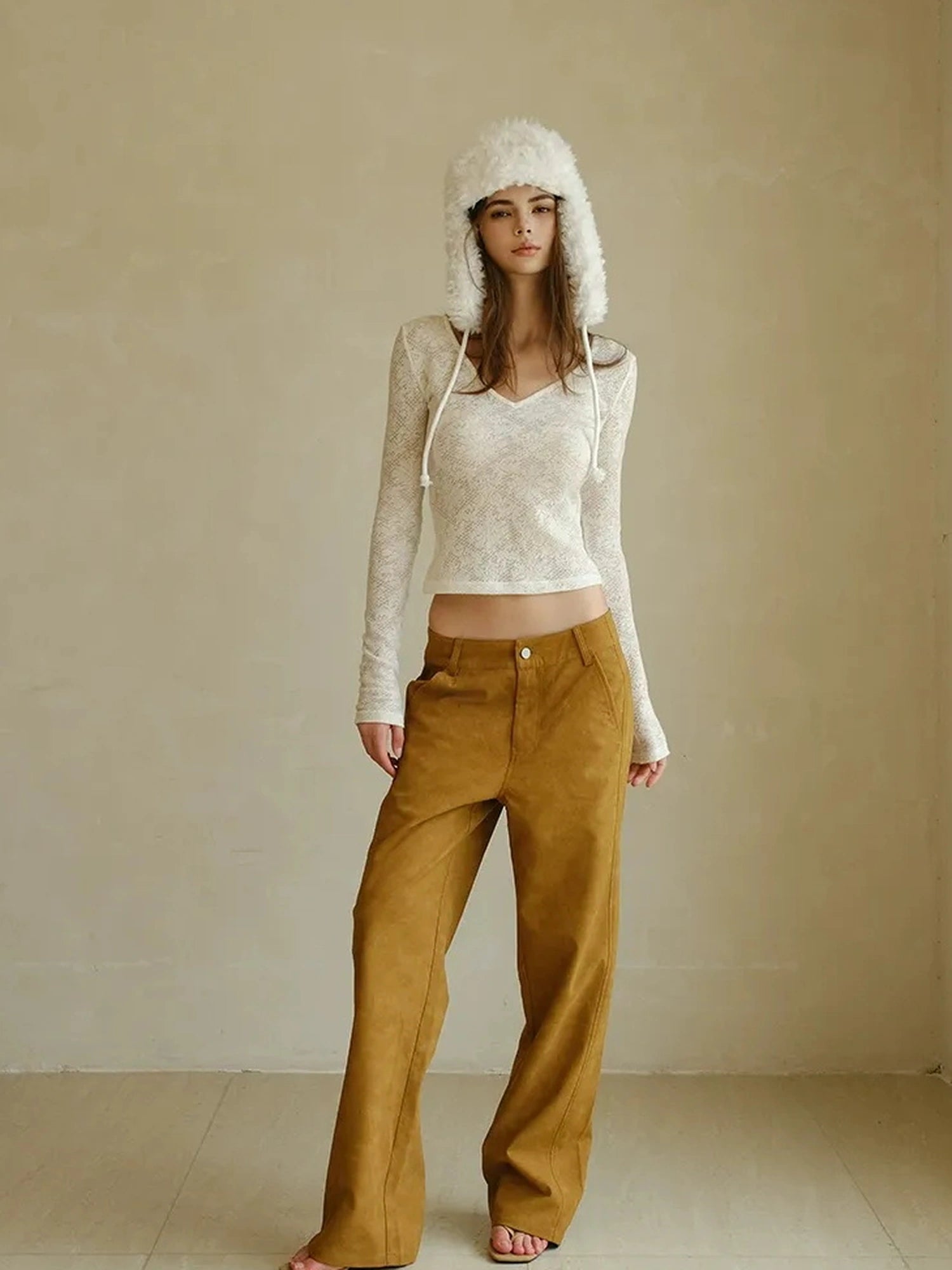 FU FRESH UP Vintage Suede Wide Leg Trousers
