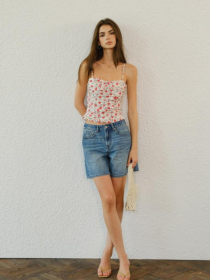 FU FRESH UP Vintage Wash Hand Whisker Straight Mid Rise Women&