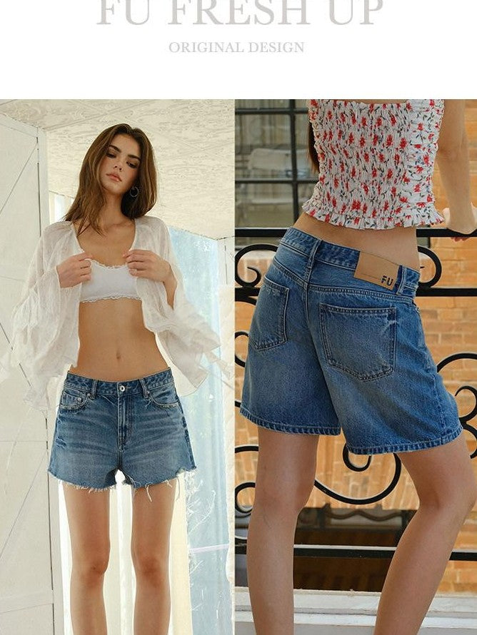 FU FRESH UP Vintage Wash Hand Whisker Straight Mid Rise Women&