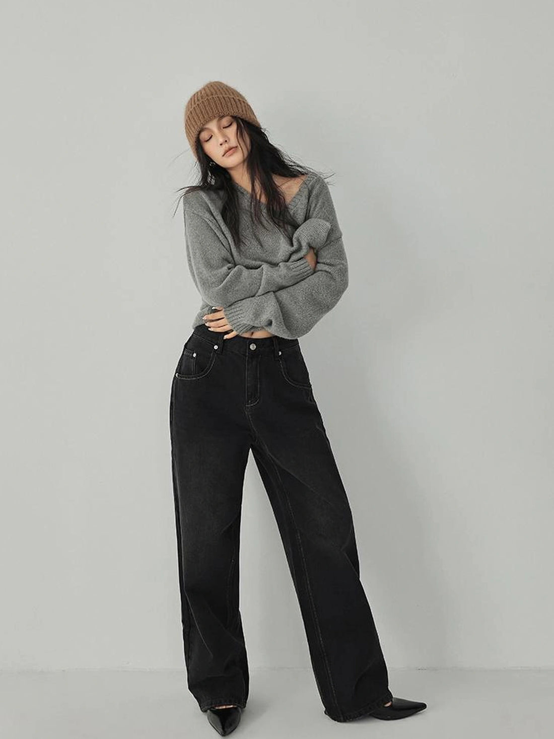 FU FRESH UP Vintage Washed High Rise Wide Leg Denim