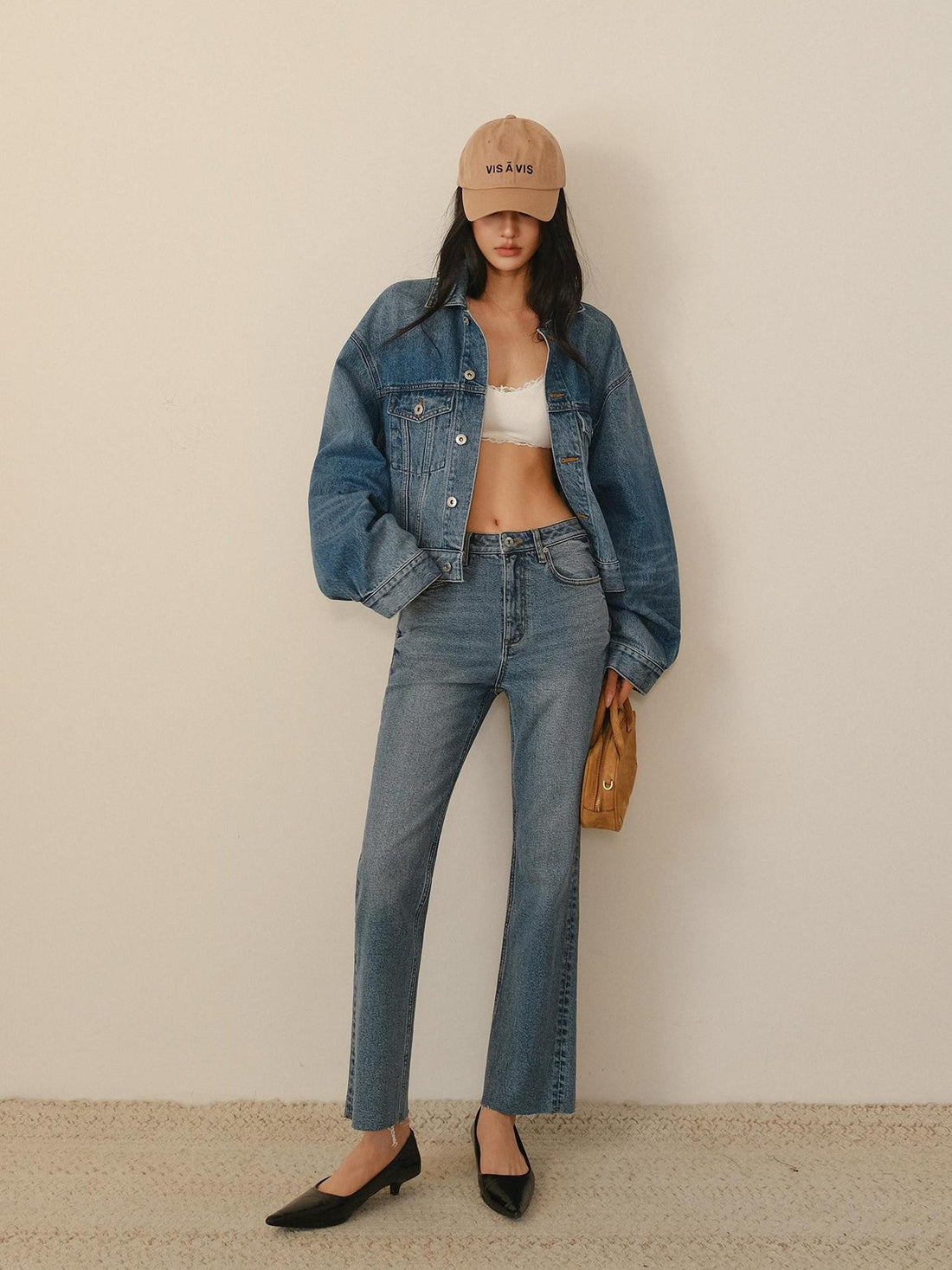 FU FRESH UP Vintage Washed Raw Hem Ankle High Waist Women&