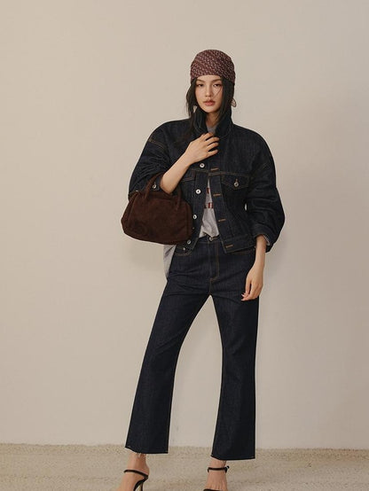 FU FRESH UP Vintage Washed Raw Hem Ankle High Waist Women&