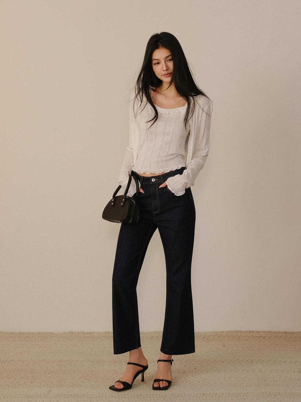 FU FRESH UP Vintage Washed Raw Hem Ankle High Waist Women&