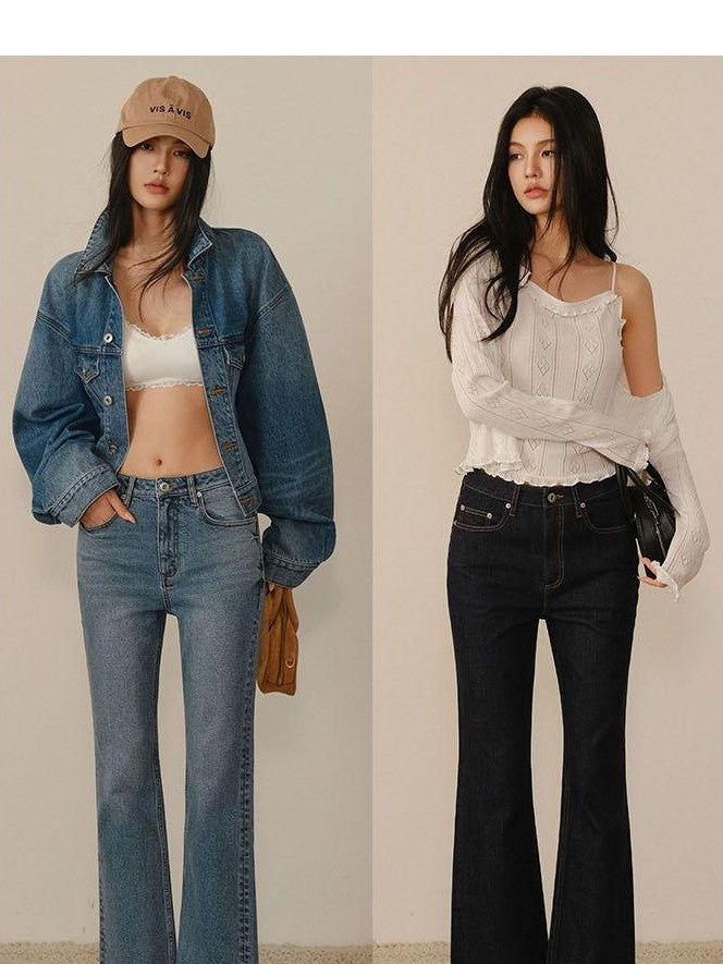 FU FRESH UP Vintage Washed Raw Hem Ankle High Waist Women&