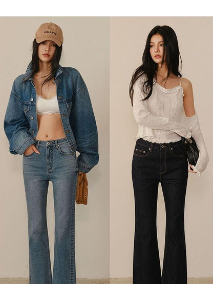 FU FRESH UP Vintage Washed Raw Hem Ankle High Waist Women&