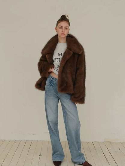 FU FRESH UP Vintage Washed Relaxed Fit Wide Leg Denim Pants