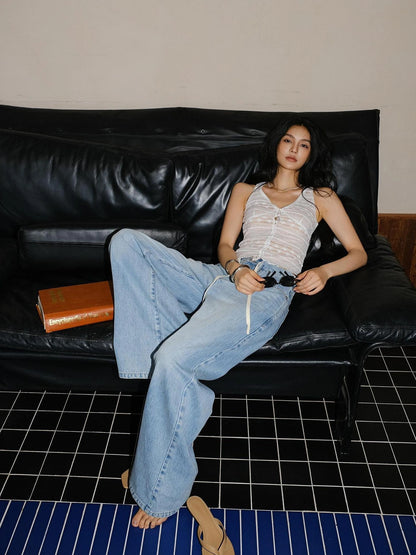 FU FRESH UP Vintage Washed Relaxed Straight Jeans