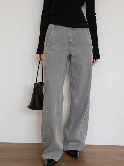 FU FRESH UP Vintage Washed Wide Leg Denim Pants
