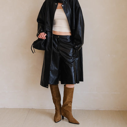 FU_FRESH_UP_Vintage_Waxed_Pu_Leather_Midi_Shorts_MISSTT