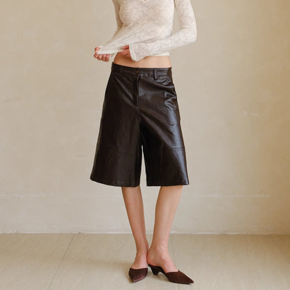 FU_FRESH_UP_Vintage_Waxed_Pu_Leather_Midi_Shorts_MISSTT