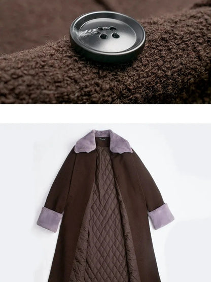 FU FRESH UP Vintage Wool Blend Coat With Rabbit Hair Trim