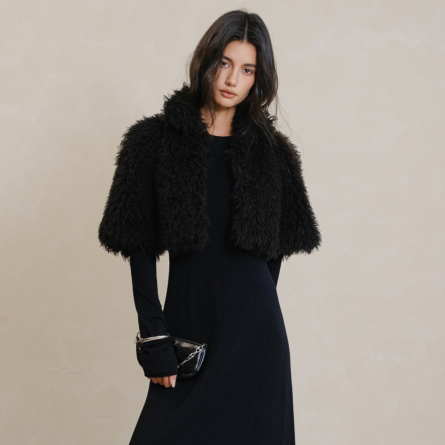 FU_FRESH_UP_Warm_Faux_Lambswool_Stand_Collar_Cape_Women&