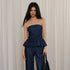 FU FRESH UP Washed Denim Ruffle Peplum Women&