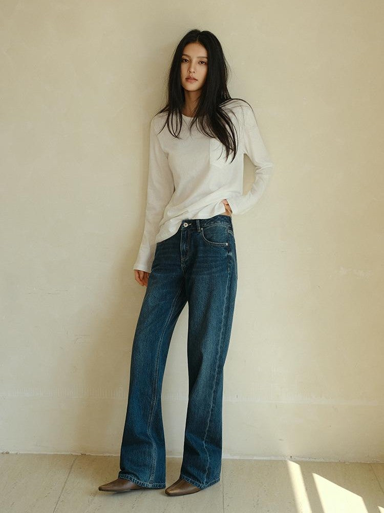 FU FRESH UP Washed Solid Pocket Low Waist Slim Fit Women&