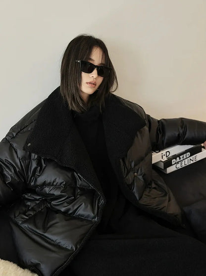 FU FRESH UP Waterproof Quilted Lamb Collar Puffer Jacket