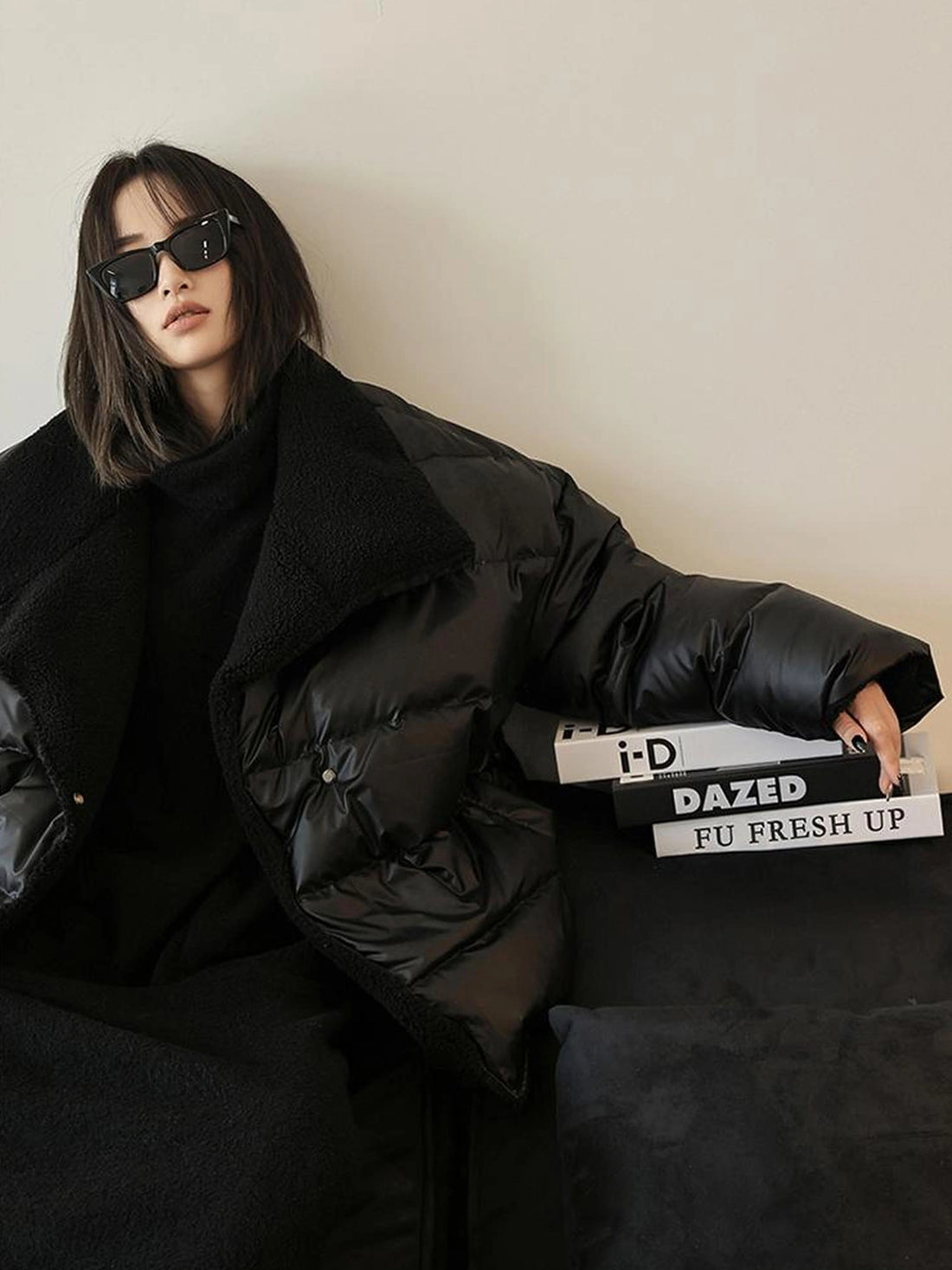 FU FRESH UP Waterproof Quilted Lamb Collar Puffer Jacket