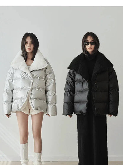 FU FRESH UP Waterproof Quilted Lamb Collar Puffer Jacket
