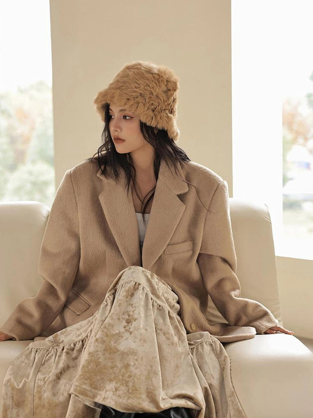 FU FRESH UP Wool Blend Short Tweed Blazer