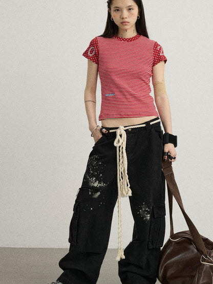 Achihara Faded Washed Denim Pants For Men
