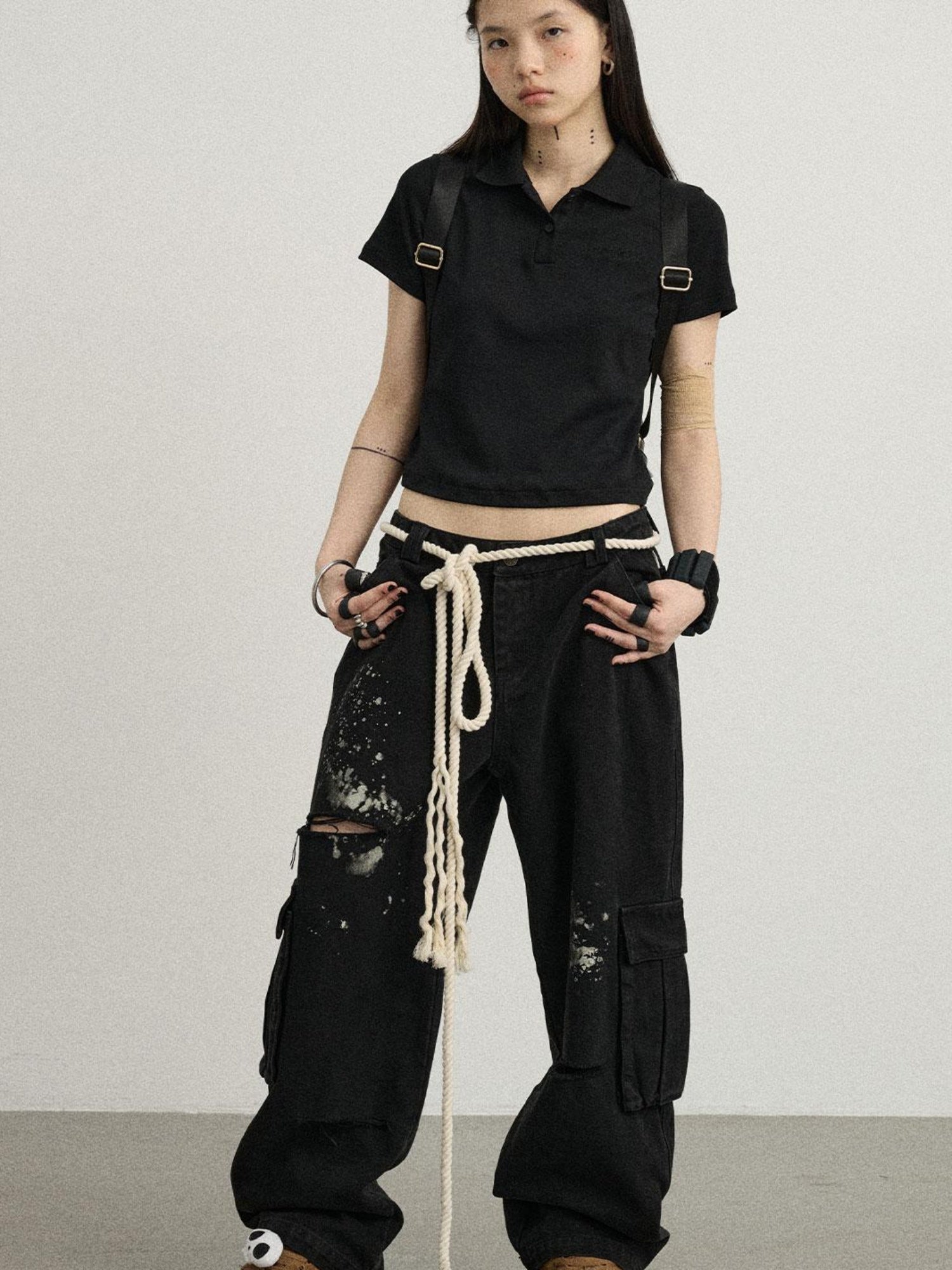 Achihara Faded Washed Denim Pants For Men