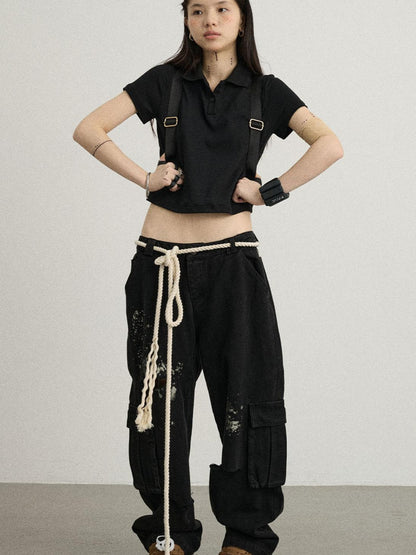 Achihara Faded Washed Denim Pants For Men