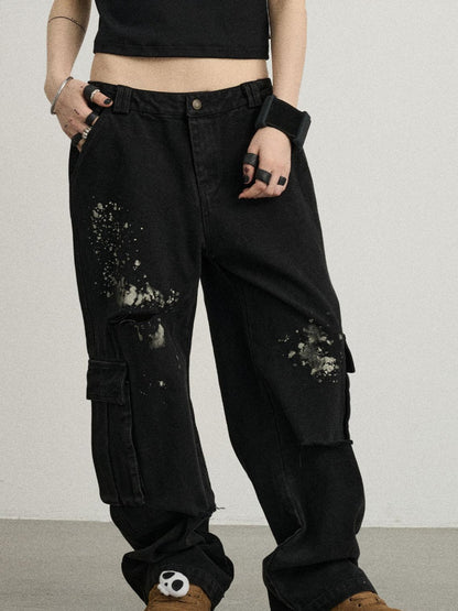 Achihara Faded Washed Denim Pants For Men