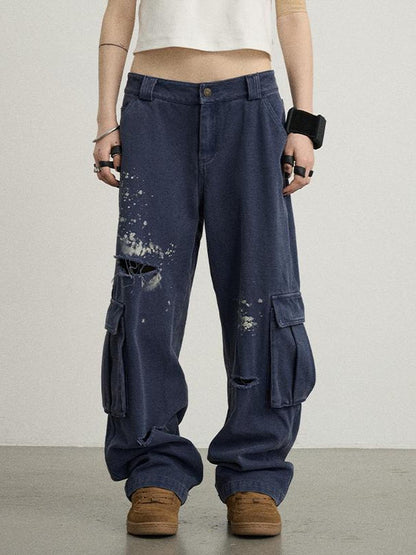 Achihara Faded Washed Denim Pants For Men