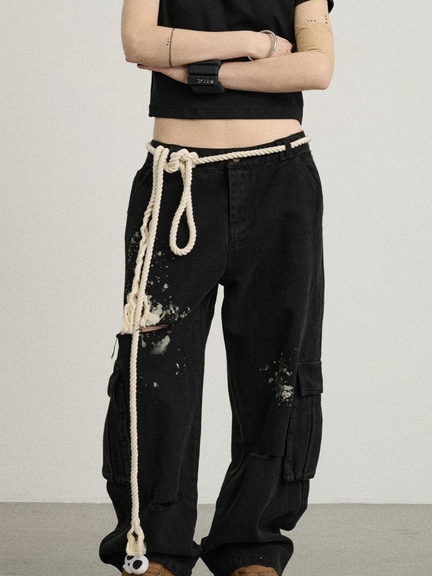 Achihara Faded Washed Denim Pants For Men