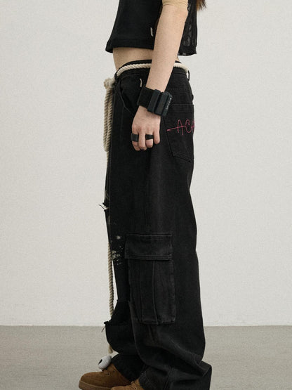 Achihara Faded Washed Denim Pants For Men