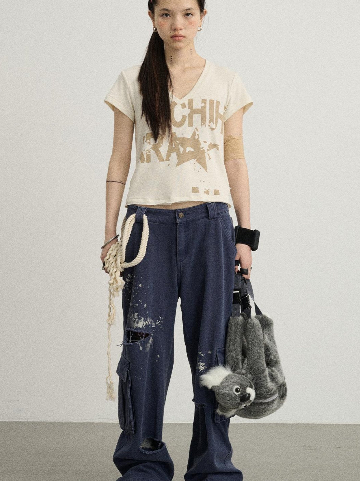 Achihara Faded Washed Denim Pants For Men