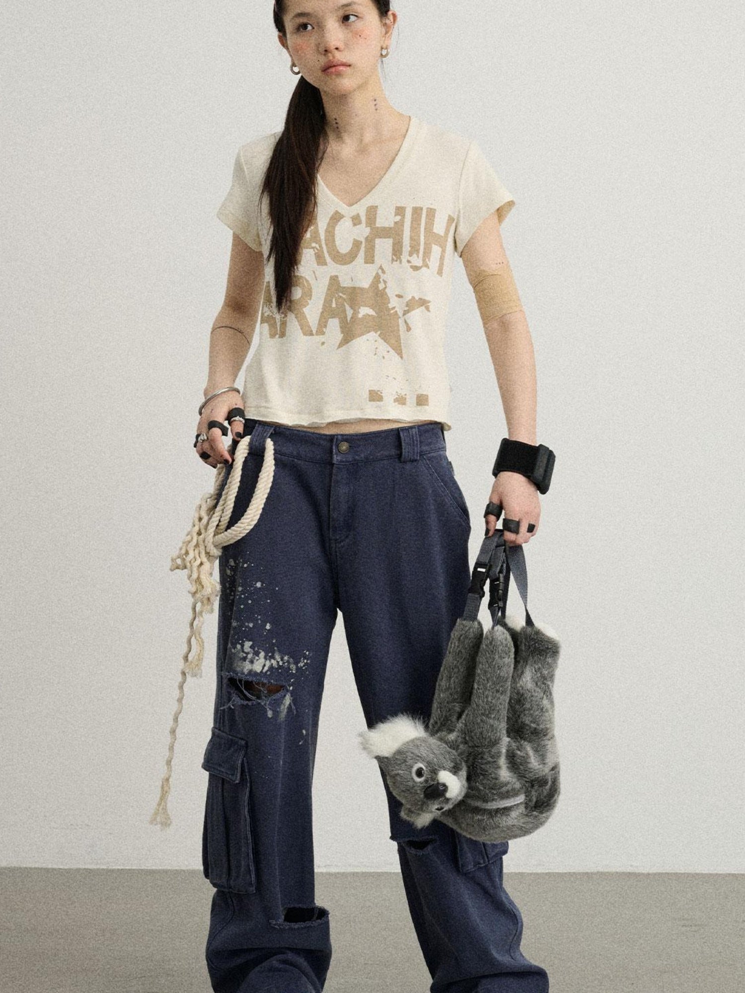 Achihara Faded Washed Denim Pants For Men