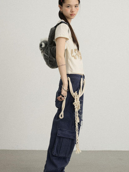 Achihara Faded Washed Denim Pants For Men